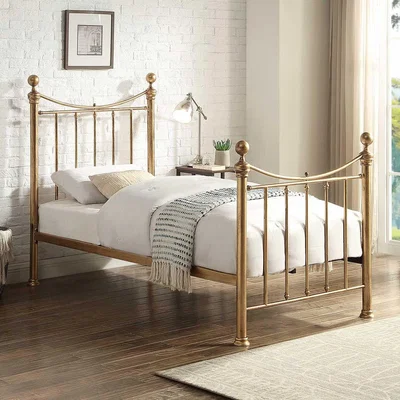 The Range Hampstead Traditional Style Antique Brass Effect Metal Bed Frame - Antique Brass / Single