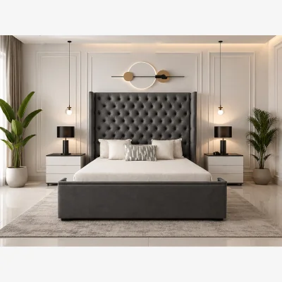 The Range Paradise Beds Ltd Kiara Luxury bed frame - Dark Grey