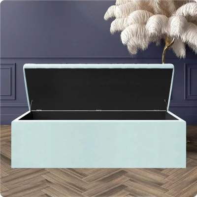 The Range Plush Velvet Striped Upholstered Blanket Chest, End of Bed Benc - White Plush Velvet
