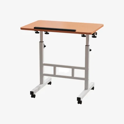 The Range Height Adjustable Bed Table on Wheels - Walnut