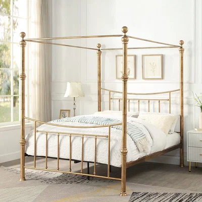The Range Westminster Antique Brass Effect 4 Poster Bed Frame - Antique Brass / Double