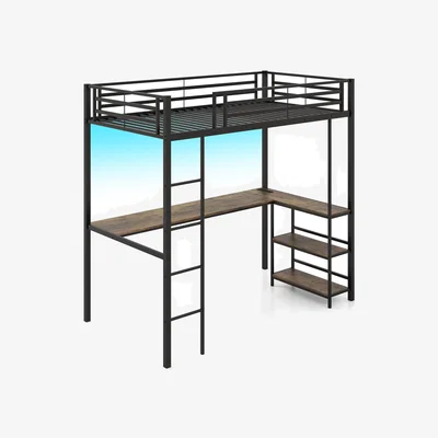 The Range Single Loft Bed with Desk - Black