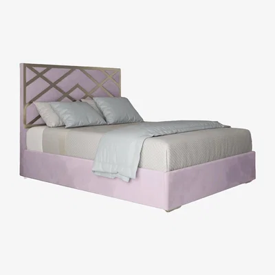 The Range George Upholstered Velvet Metal Bed Frame - Pink / Single