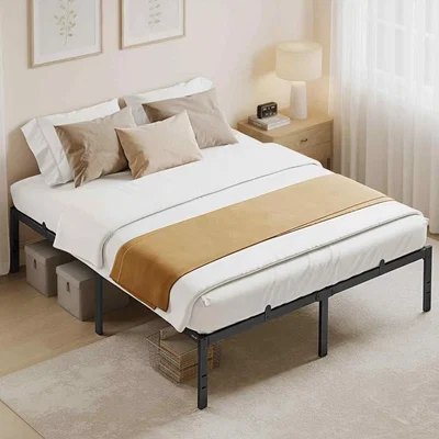 The Range Modern King Bed Frame, Metal Platform Bed with Underbed Space, Easy Assembly, Ink Black - Ink Black