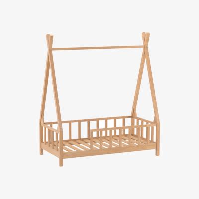 The Range Kidkid Bed Frame Premium Wood House with Fence - Natural