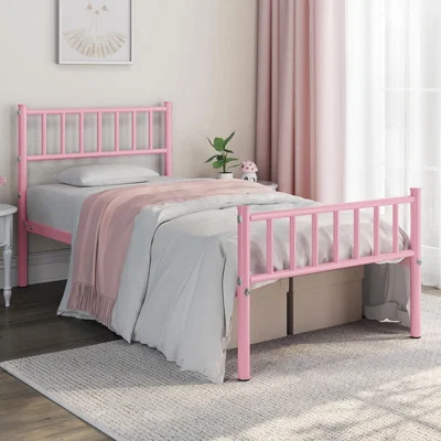 The Range Metal Bed Frame with Large Storage Space - Pink / Single