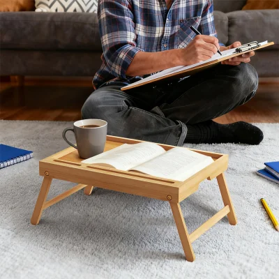 The Range Toque Bamboo Foldable Bed Tray Table Phone Holder Natural - Yellow