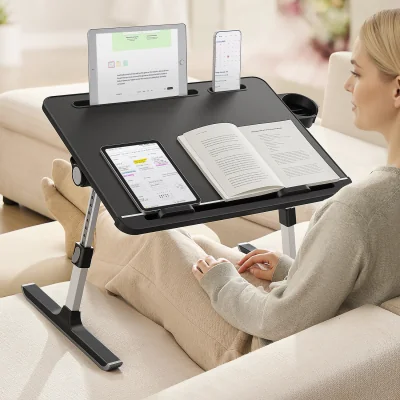 The Range SONGMICS Lap Desk Table,  Foldable Laptop Bed Tray - Black