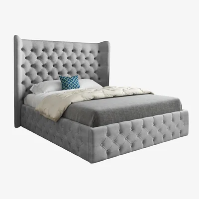 The Range Dreamer Wide Winged Soft Velvet Upholstered Bed Frame - Grey / Single