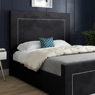 The Range Elba Upholstered Velvet Bed Frame - Black / King