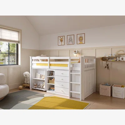 The Range Oban Storage Cabin Bed with Desk Single - White