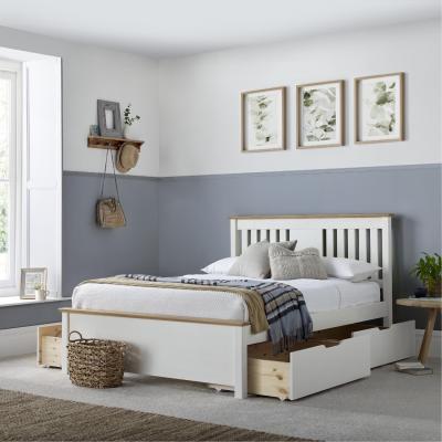 The Range Woodbridge White Wooden Bed Frame with 4 Drawers - White