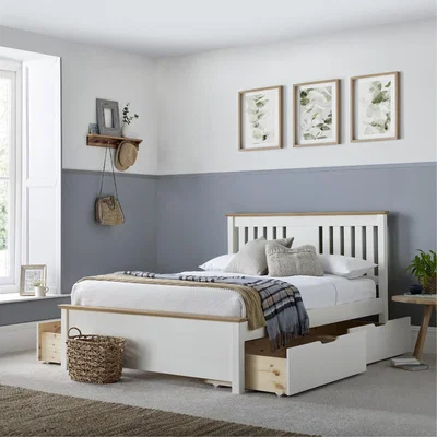 The Range Woodbridge White Wooden Bed Frame with 4 Drawers - White