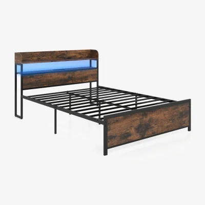 The Range Bed Frame with Power Outlets - Brown