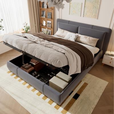 The Range 4ft6 Double Upholstered Hydraulic Bed with Storage Function - Grey
