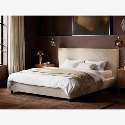 The Range Luciana Upholstered Platform Bed Cream Chenille - Cream