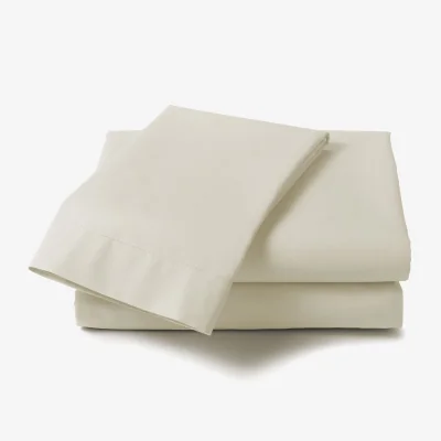 The Range Percale Pastel Double Bed Flat Sheet - Ivory