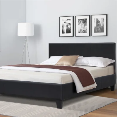 The Range 4ft Modern Faux Leather Bedframe In Black Or Brown - Brown