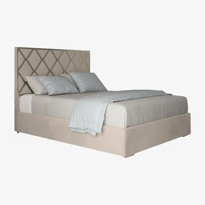 The Range Repose Upholstered Velvet Metal Bed Frame - Cream / Single