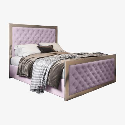 The Range Emia Upholstered Velvet Metal Bed Frame - Pink / Double