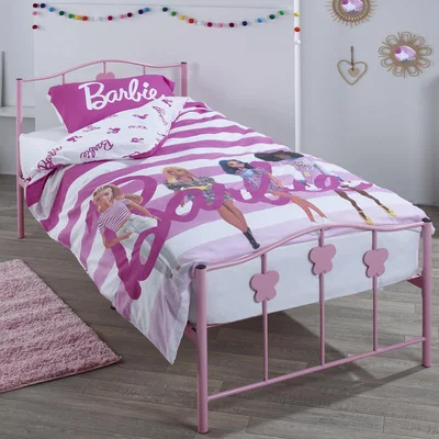 The Range 7 Piece Pink Butterfly Bed with Barbie Stripes Bedding Set - Pink