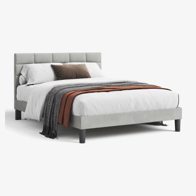The Range NECHE Square Pull Dot Velvet Bed Frame - Grey / King