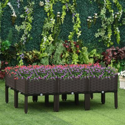 The Range Outsunny 6 Piece Lightweight Raised Flower Bed - Brown