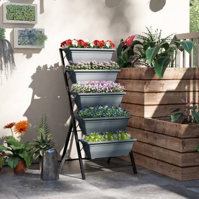 The Range Outsunny 5-Tier Raised Garden Bed, Plant Stand - Grey