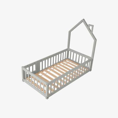 The Range House-Shaped Pine Wood Bed Frame - Grey