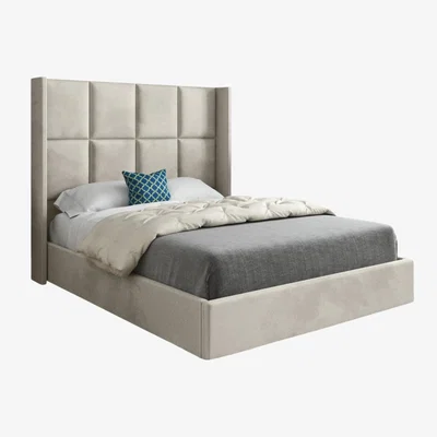 The Range Makis Soft Velvet Upholstered Straight Winged Bed Frame - Cream / Single