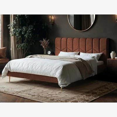The Range Isabela Fabric Bed Burnt Orange - Orange