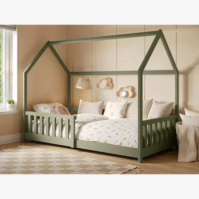 The Range Explorer Single Play House Floor Bed with Rails Wooden - Green