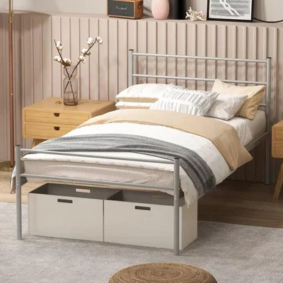 The Range 3FT Single Metal Bed Frame with Headboard and Footboard - Grey
