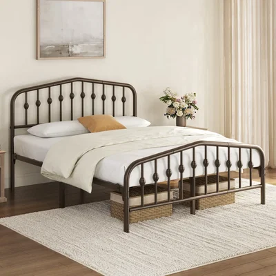 The Range Yaheetech Metal Bed Frame with Arched Headboard - Bronze / King