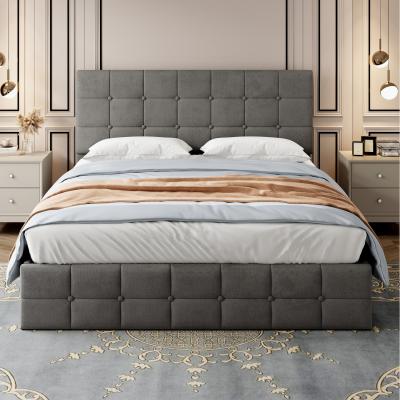 The Range Button Tufted Adjustable Headboard Double Bed - Grey