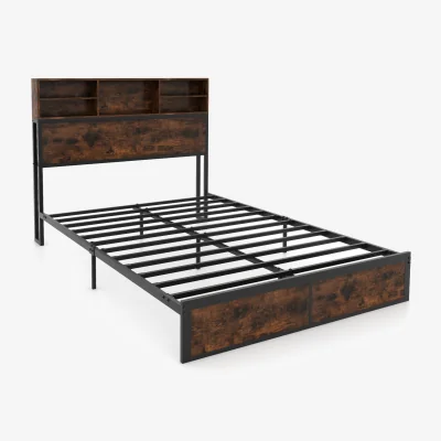 The Range Industrial Metal Slats Support Platform Bed Base - Brown
