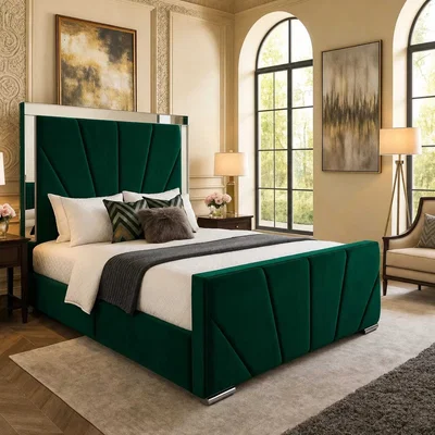 The Range Sunrise Mirrored Bed - Green / Small Double