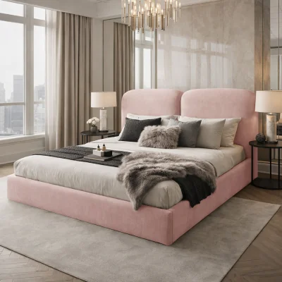 The Range Plush Velvet Alessia Upholstered Bed Frame - Pink / Small Double