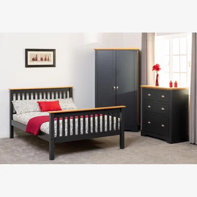 The Range Monaco 5' Bed High Foot End - Grey with Oak effect