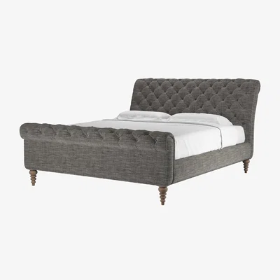 Sofa.com Knightsbridge Super King Bed in Liquorice Baylee Multi-Tone Viscose Linen