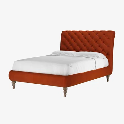 Sofa.com Knightsbridge (No Footboard) Double Bed in Brick Aquaclean Clever Velvet