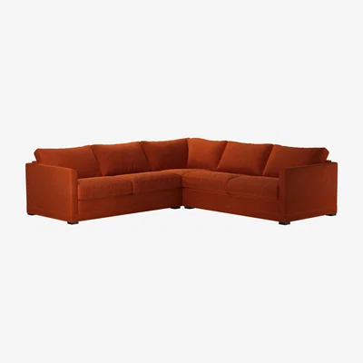 Sofa.com Aissa Medium LHF 2.5 Seat Corner Sofa bed in Brick Aquaclean Clever Velvet
