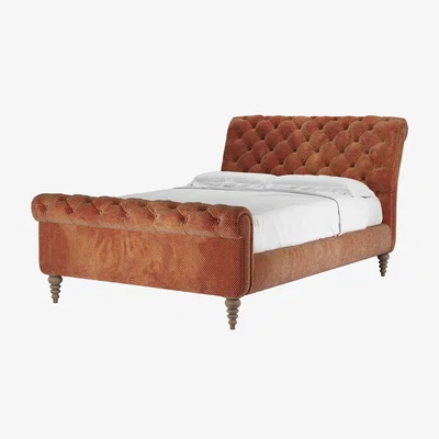 Sofa.com Knightsbridge Double Bed in Pomegranate Bubble Velvet
