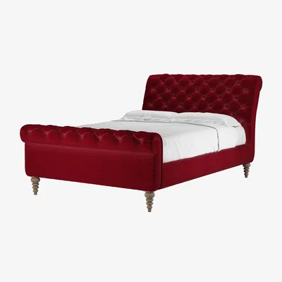 Sofa.com Knightsbridge Double Bed in Malbec Cotton Matt Velvet
