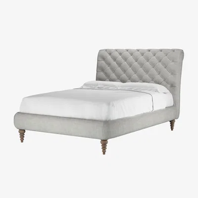 Sofa.com Knightsbridge (No Footboard) Double Bed in Fog Aquaclean Clever Chenille