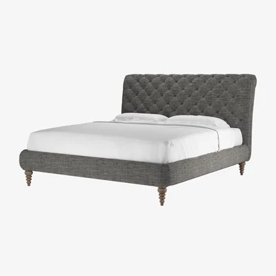 Sofa.com Knightsbridge (No Footboard) Super King Bed in Liquorice Baylee Multi-Tone Viscose Linen