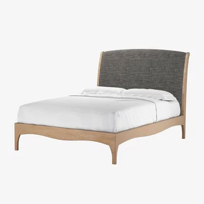 Sofa.com Emilia Double Bed in Liquorice Baylee Multi-Tone Viscose Linen