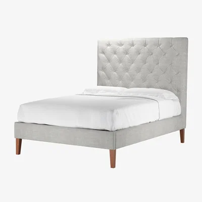 Sofa.com Rosalie 150cm Double Bed in Fog Aquaclean Clever Chenille