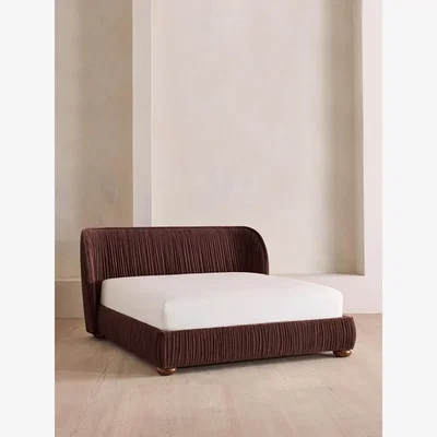 Soho Home Blair Bed, King, Velvet, Aubergine UK