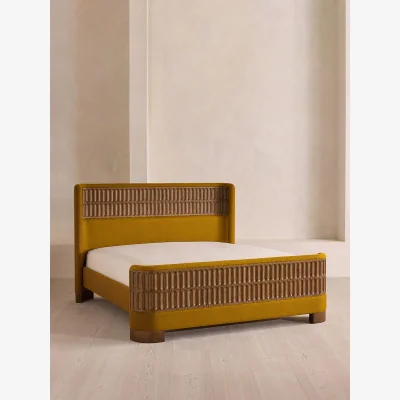 Soho Home Devon Bed, King, Linen, Turmeric, UK